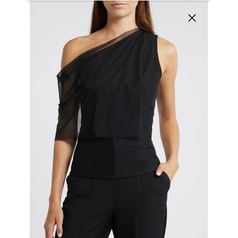 NWOT Marcella Zinnia One-Shoulder Top in Black SZ XL